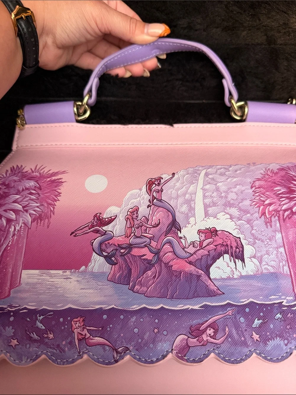 Loungefly Pink & Lavender Mermaid Top-Handle Satchel